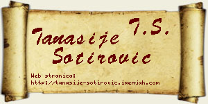 Tanasije Sotirović vizit kartica